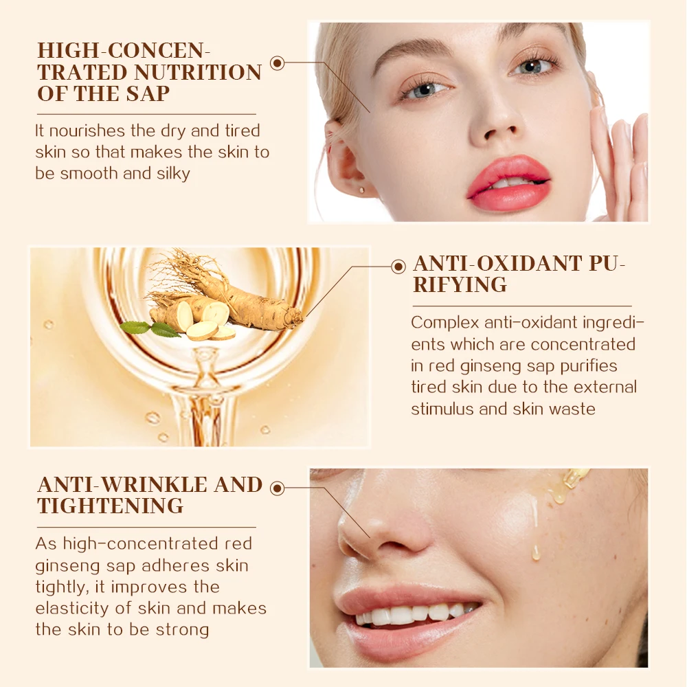 Private Label Korean Vegan Face Beauty Skin Care Anti Ages Ginseng Serum Antiwrinkle Facial Serum Moisturizing Serum for Face
