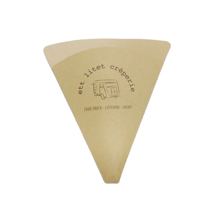 Custom printing food grade cone shape crepe food cone custom brown  kraft paper crepe cone holder