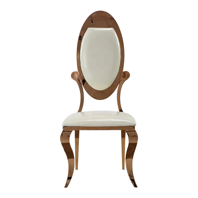Modern Oval Back Rose Gold Stackable Metal Stainless Steel Dining Chairs Royal Hotel Hall Wedding Party Dinning Chairs