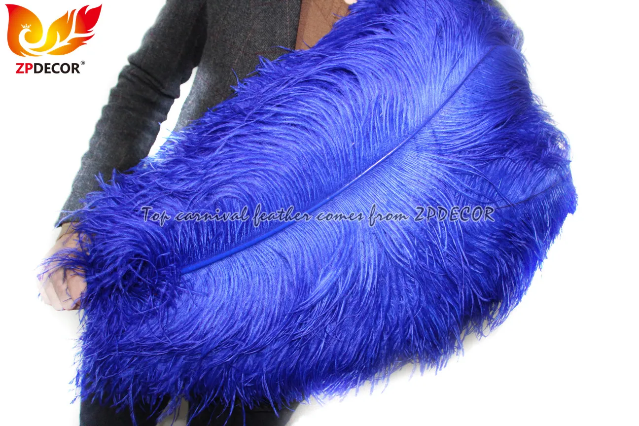 ZPDECOR Factory Selected Quality Long 70-75 cm Dyed Royal Blue Ostrich Feathers for Fashion Carnival Headdress