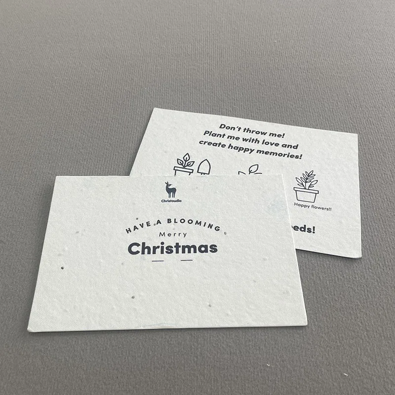 Biodegradable Handmade Paper Thank You Greeting Cards Wholesale Able Planting Flower Seeds Paper Cards With Custom Print Logo
