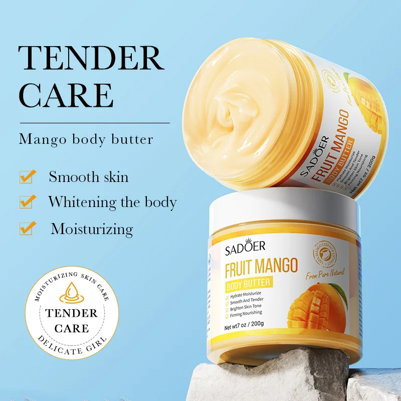 SADOER Plant Brighten Whitening Body Cream Avocado Oil Rose Butter Moisturizing Nourishing Tender Body Butter 200g