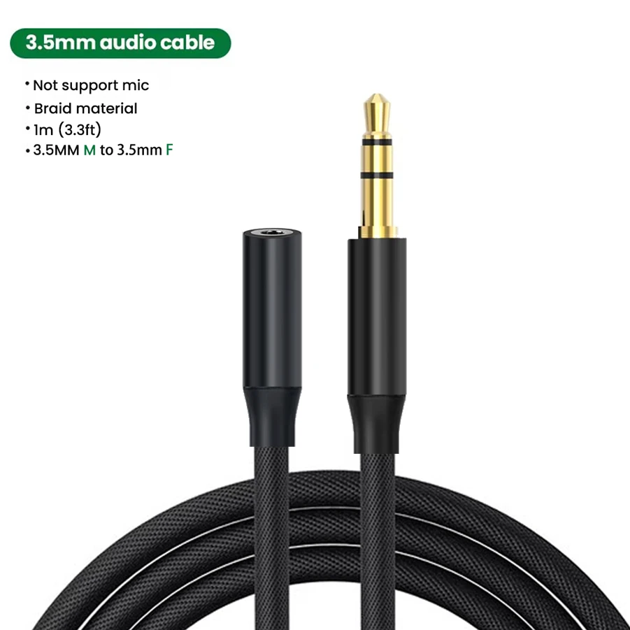 New Jack 3.5 mm Audio Extension Cable Stereo 3.5mm Jack Aux Cable for Samsung Huawei P20 lite Xiaomi Redmi 5 plus Headphones PC