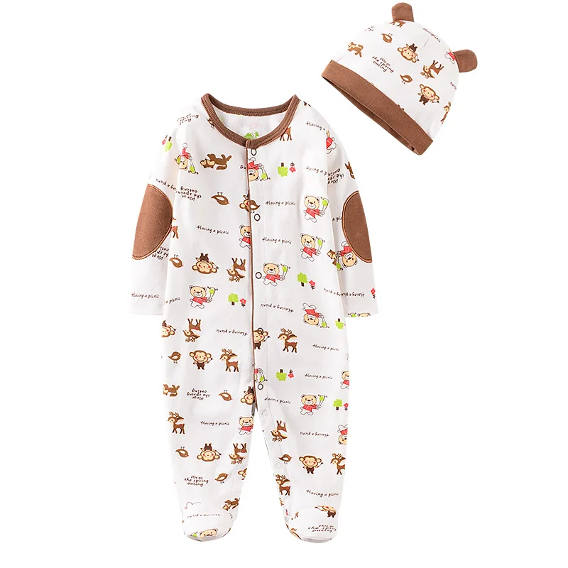 
2 sets of autumn newborn baby suit 0-1 year old baby Jumpsuit 100% Cotton autumn baby Jumpsuit cartoon clothing 