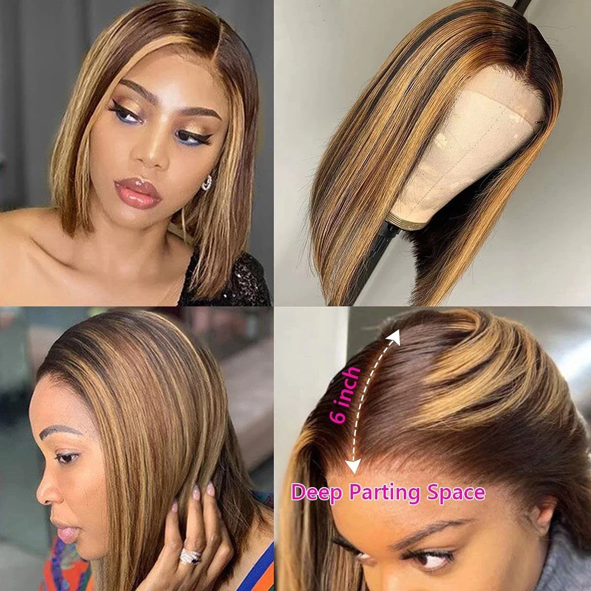 13x4 Short Bob Human Hair Wig, Prepluck Natural Virgin 5x5 Hd Lace Human Hair Wigs ,Honey Blonde Straight Transparent Lace Wigs