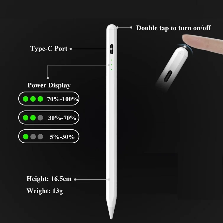 2023 New Arrival Replacement Tip Bt Connect Palm Rejection Tilt Stylus Pen Magnetic Adsorption Function Wireless Rechargeable