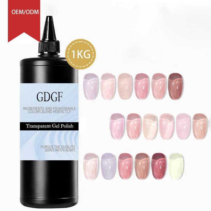 Crystal Glass Gel Nails Non Toxic Natural Color Pink Nude Jelly Translucent Gel Polish Custom Logo Nail Polish Gel Wholesale