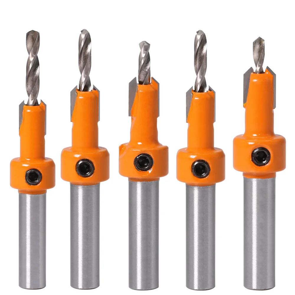 HSS Countersink Drill Bits Self Tapping Screw Taper Hard Screw Carpentry Round Shank Countersink Bit Wood Hole Reamer