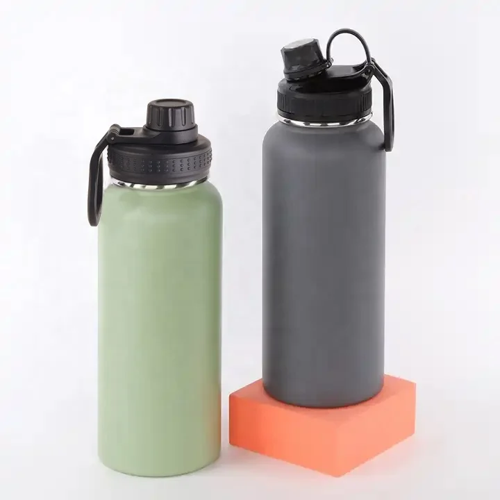 Double Wall Vacuum Insulated 18/8 Stainless Steel BPA Free Water Jug Outdoor Travel Sports Gym Water Bottle with Spout Lid
