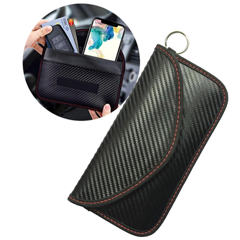 Large Faraday Bag Car Fob Key Signal Blocker Pouch Anti Theft Faraday Bag Cell Phone Carbon Fiber GPS RFID Signal Blocking Bag