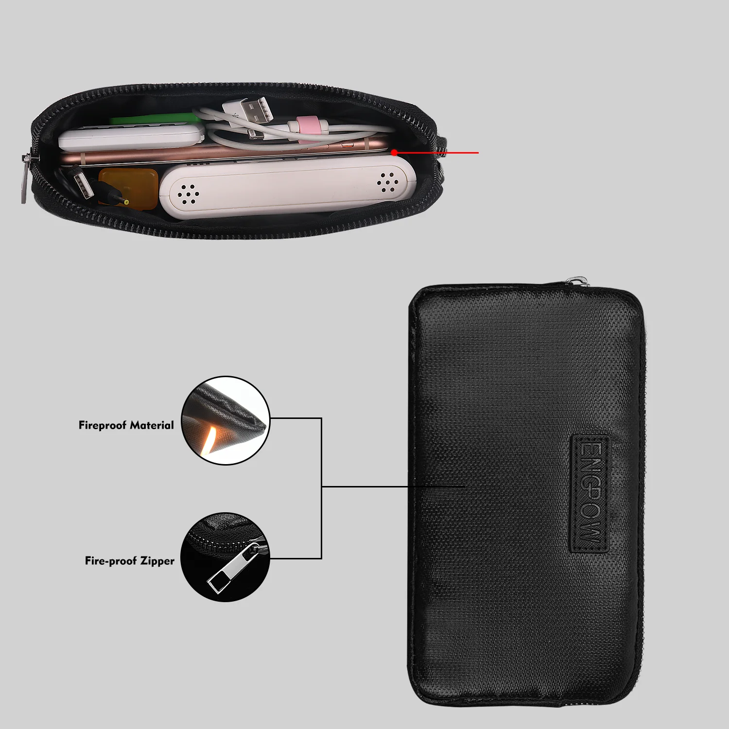 High Quality Waterproof and Fireproof Battery Money Bag Power Supply Storage Bag Safety Storage Solution
