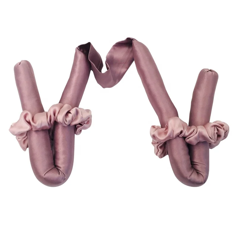 Long Flexible Heatless Curler with Mini Scrunchies Satin Hair Curling Ribbon Overnight Curls Headband