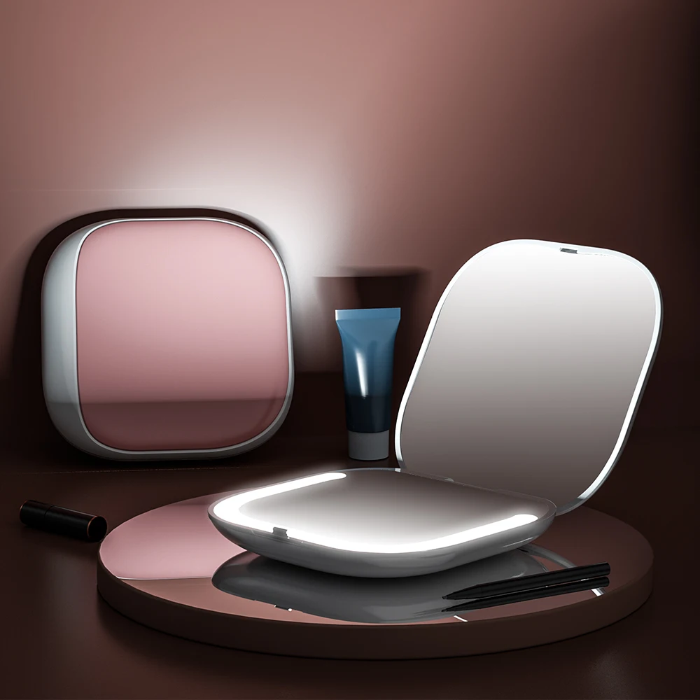 M18-2 новые продукты двойными бортами компактный карманный светодиодный макияж зеркало для путешествий