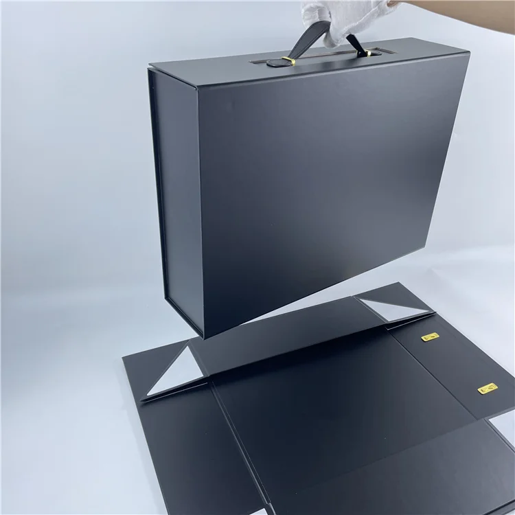 Reusable Customizable Clothing Magnetic Box Packaging Custom Print Leather Handle Folding Paper Boxes For Luxury Lady Dresses