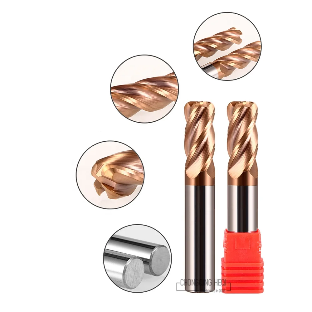 cnc mill bits sets 4 Flutes square Router Bit end mill HSS ball head carbide tooling CNC hrc55hrc45 ball end milling cutter