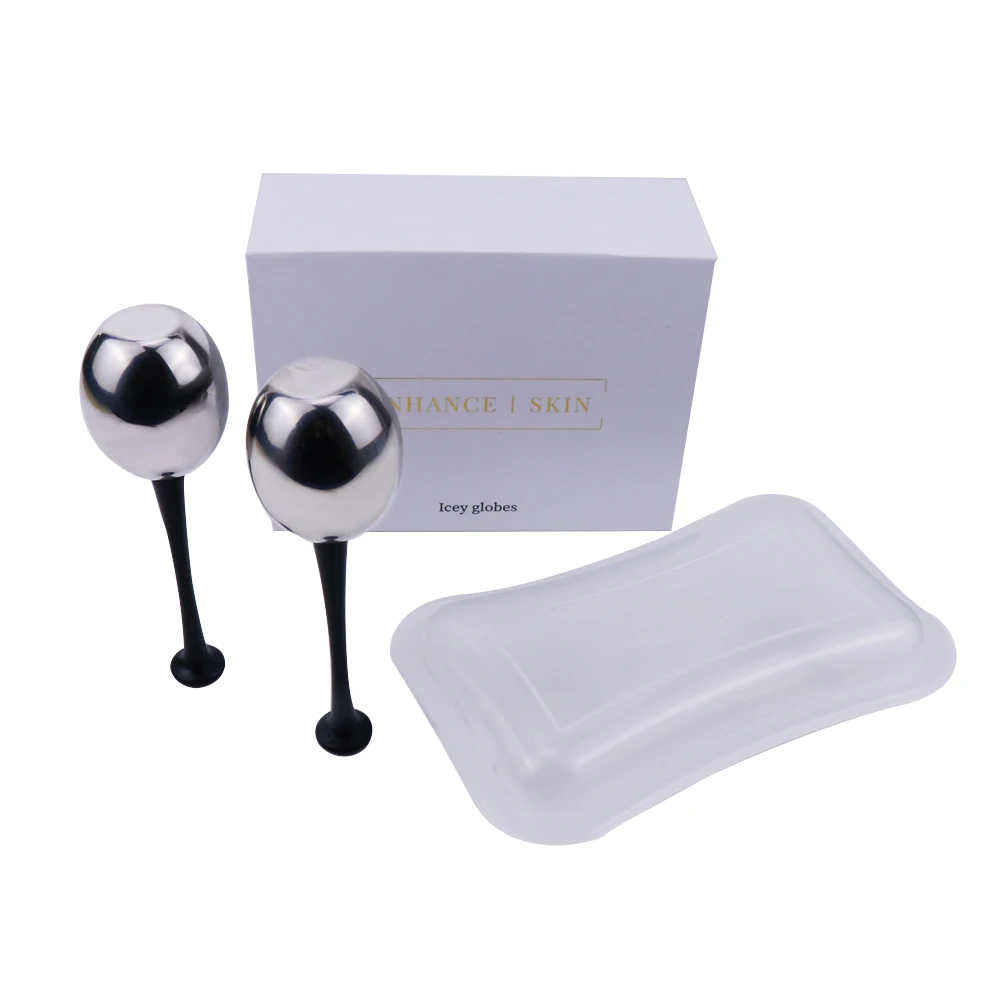 Custom Logo And Low Moq Stainless Steel Metal Ice Globes With Black Plastic Handle