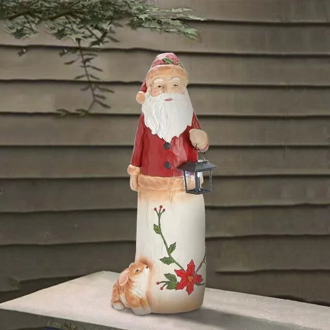 Resin Handicraft Creative Christmas lift LED Lantern Woodland Snowman Outdoor Garden Ornaments Cross-border New Products