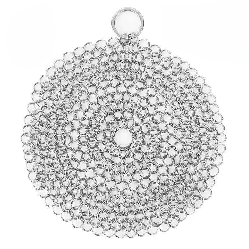 household heavy duty 304 Stainless Steel Dishcloth Chain Mail Cleaner Metal Scrubber for Cast Iron Pans
