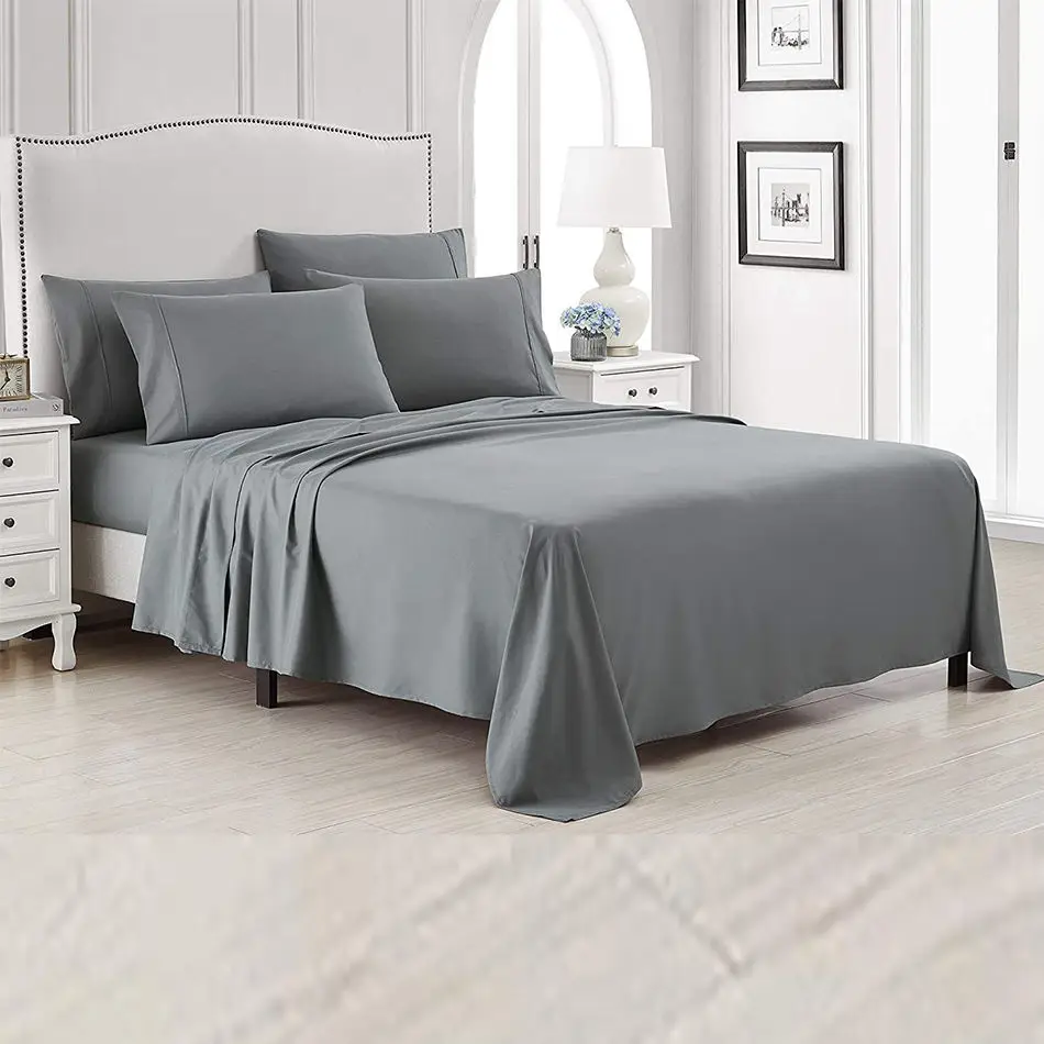 Ready To Ship Cheap Price Bedding set Soft Easy Care Wrinkle Fade Free Brushed Microfiber Luxury 6pcs Sheets sets