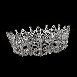 YG0006 wholesale Sale Excellent Baroque Silver wedding Bride Shiny rhinestone tiara luxury Crystal full round crown