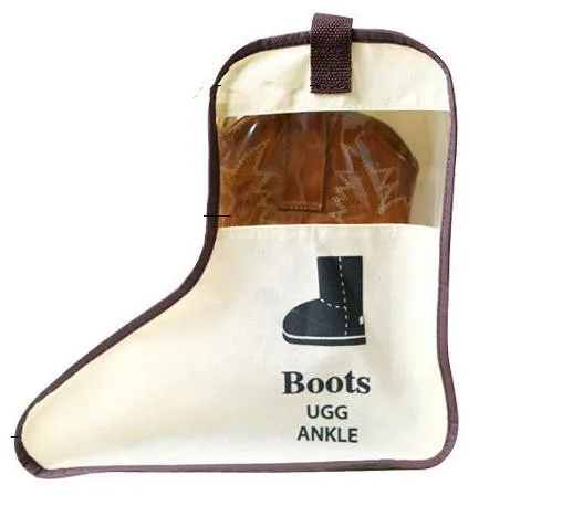 Custom Travel Dustproof Transparent Beige Boot Shoe Bag