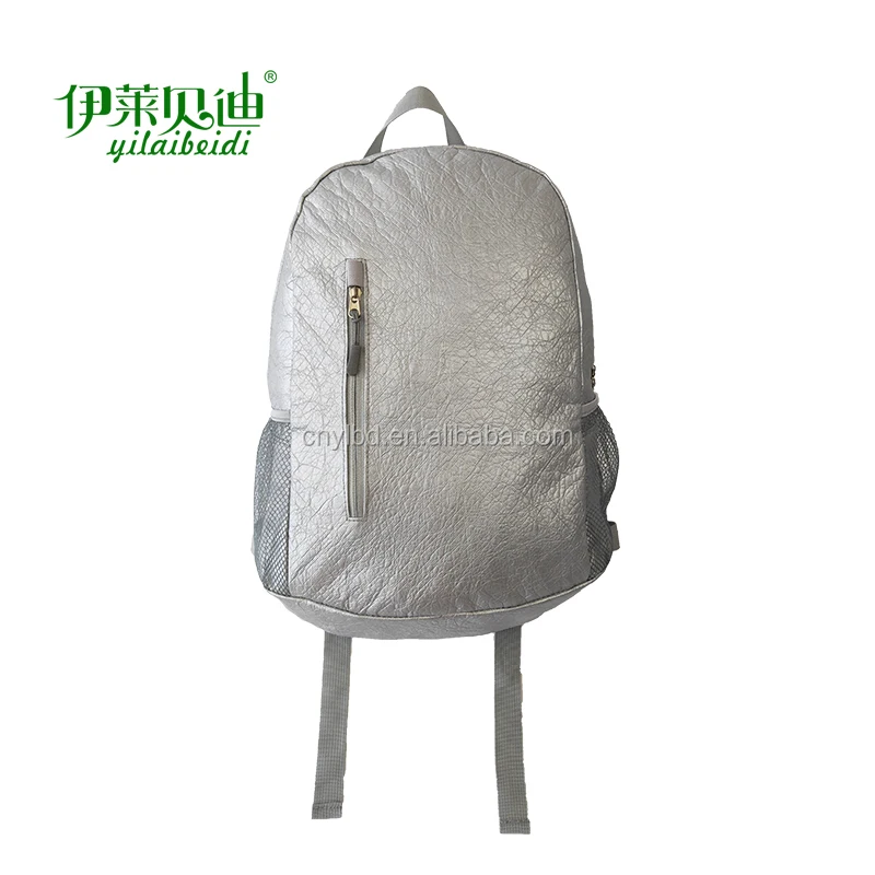 Silver Black Eco-friendly Waterproof Tyvek Foldable Backpack Lightweight Reusable Tyvek Folding Backpack Anti-tear Anti-wrinkl