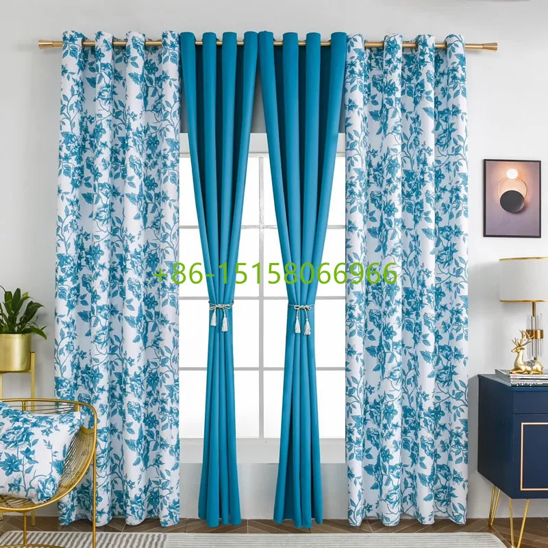 wholesale 5pcs curtain with matching cushion cover black out curtains for the living room luxury home window curtain