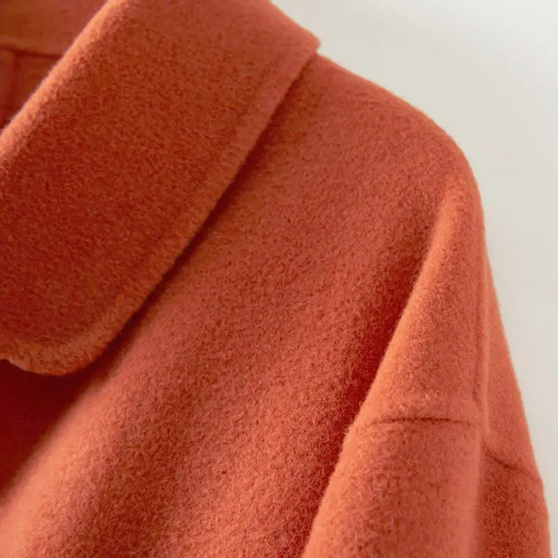 Factory Wholesale Women 100% Wool Coat Ladies Pure Woolen Long Coats Customized Service MC819