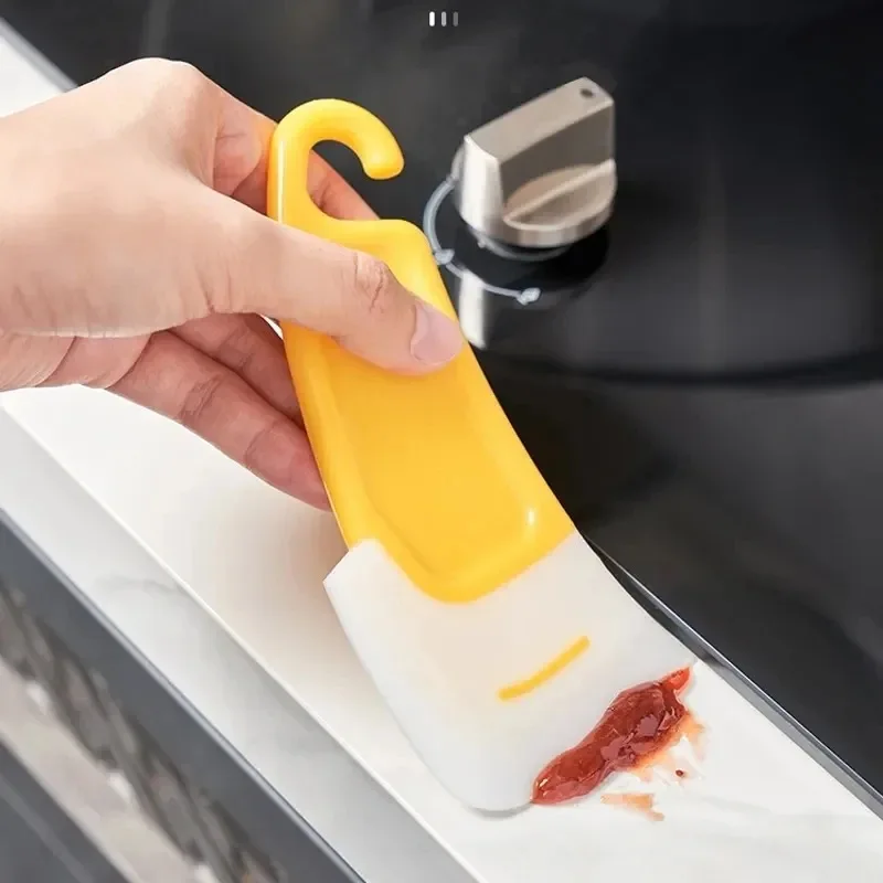 Cleaning Silicone Spatula Kitchen Scraper Soft Blade Scraper Brush Dirty Pan Pot Dishes Cleaner Tools Kitchen Utensils Oil Tool