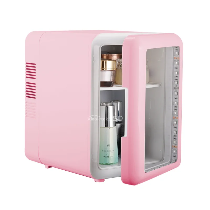 Бытовые розовые или настраиваемые цветные мини-холодильники для автомобиля спальни 4 л небольшой портативный холодильник с красочными светодиодными лампами