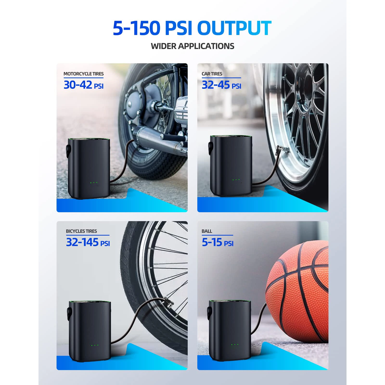 Inflatable Pump Air Compressor Tyre Inflator Mini Portable Air Compressor Wire High Pressure Tire Air Pump for Car Bicycle Balls