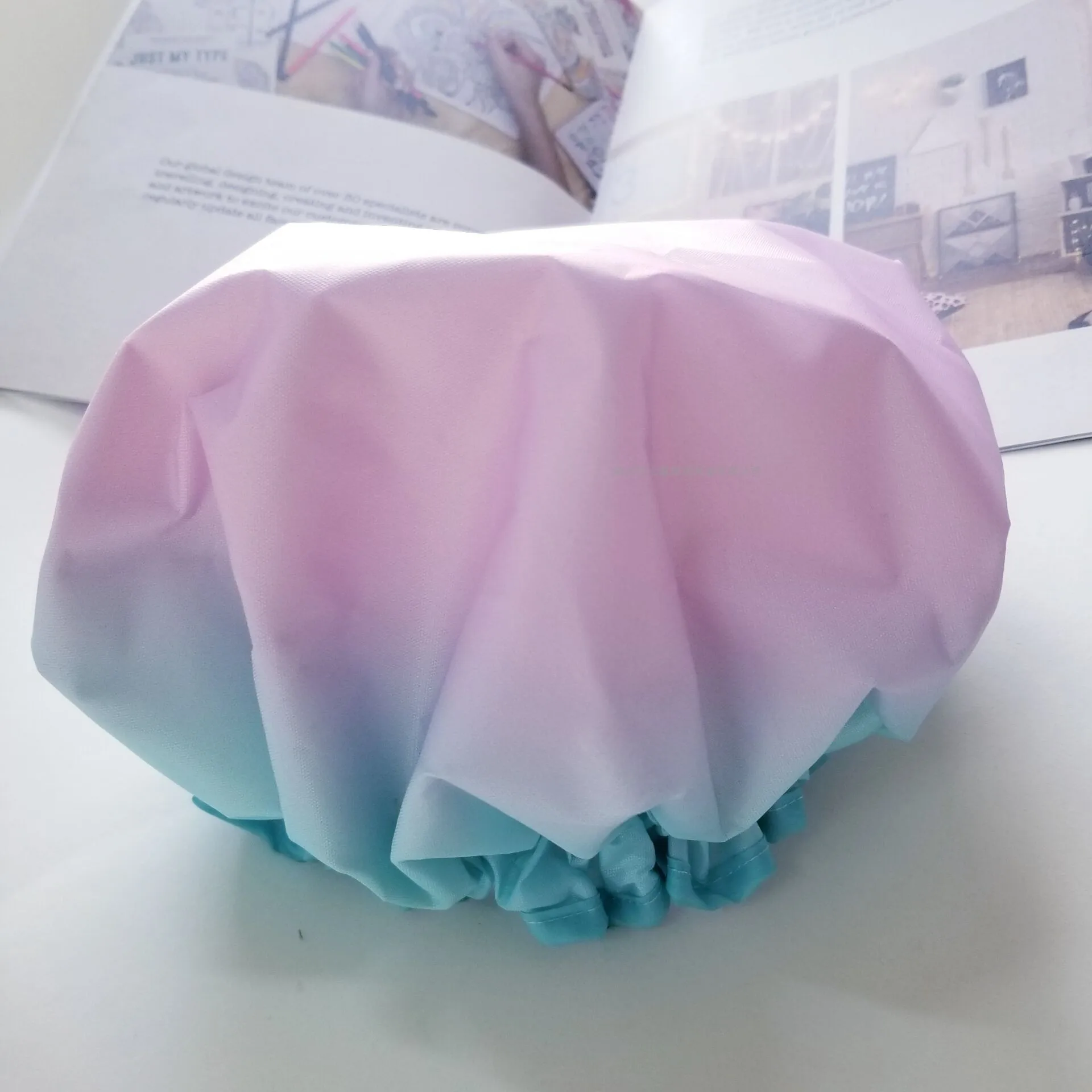 Оптовая продажа, модная утолщенная шапочка для ванны с защитой от дыма, двухслойная водонепроницаемая шапочка для душа с градиентом