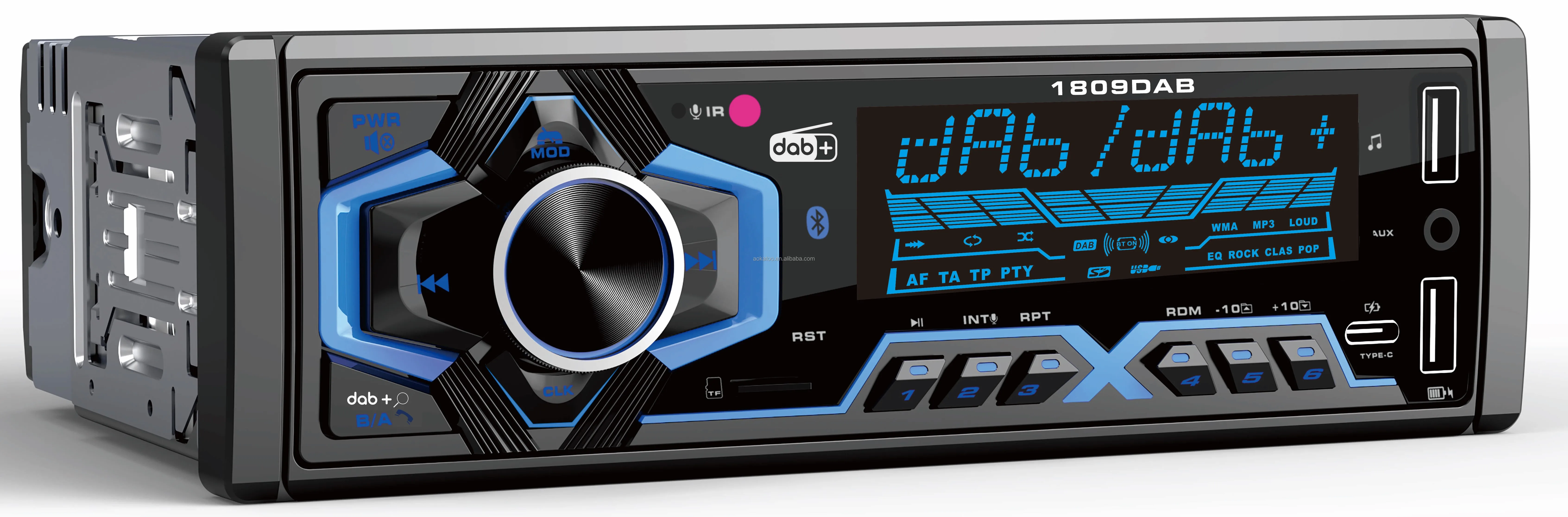 Автомобильный MP3-плеер 1DIN стерео с ЖК-дисплеем Autoradio Bluetooth FM AM RDS DAB + USB SD AUX-IN TF Card Connection
