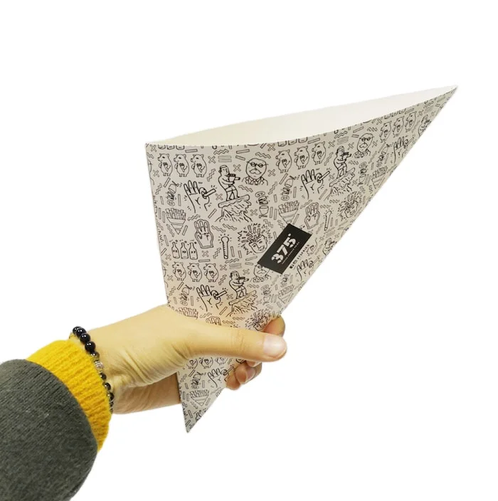 fancy biodegradable new style food grade paper packaging disposable paper cone fries paper cone