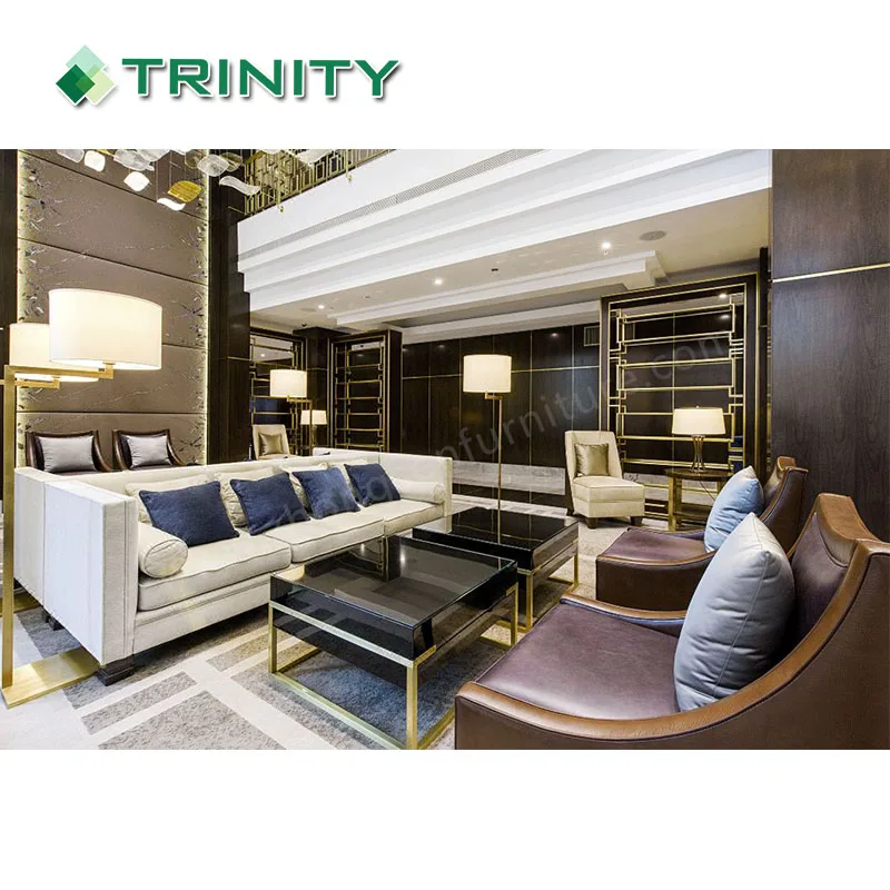 Customized High Quality 5 Star Luxury Design Wooden Modern Hilton Hotel Lobby Furniture