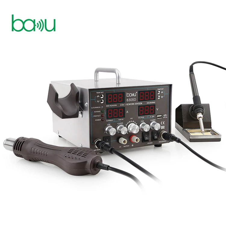 Multifunctional gun rework double digital 3 in 1 hot air station soldering for wholesales ba-8305D