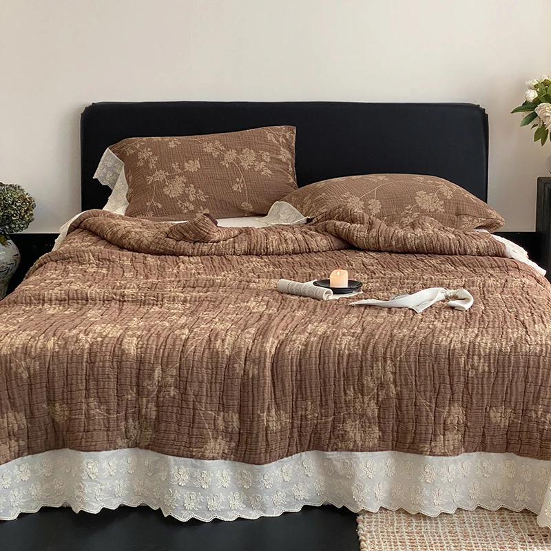 New Style Ten-layer Single-strand Yarn Aesthetic Quilt Lace Gauze Autumn And Winter Quilt Core Comforter Set