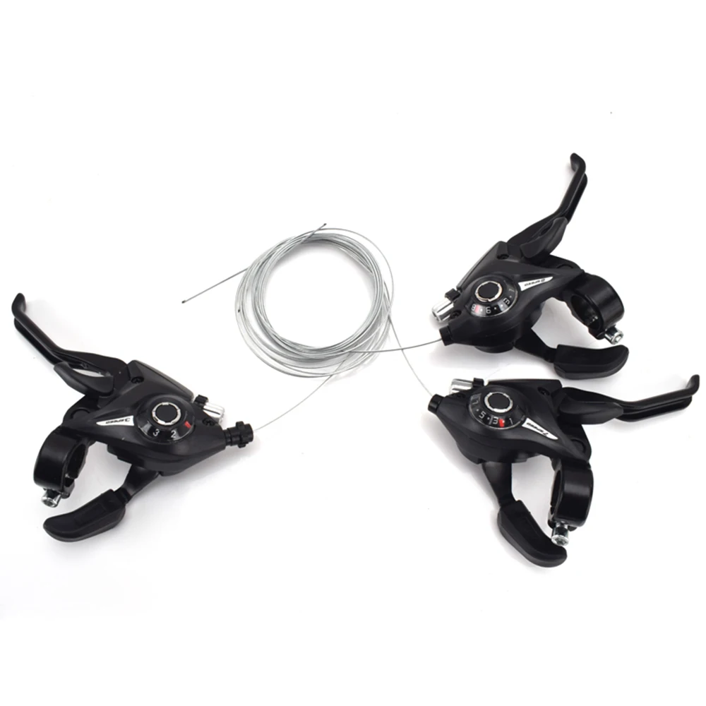 Bicycle 3x7 Speed Shifter for MTB Brake Lever Combo with Inner Shift Cables Bicycle Parts Front Derailleur 3*7/3*8 Black / 350g