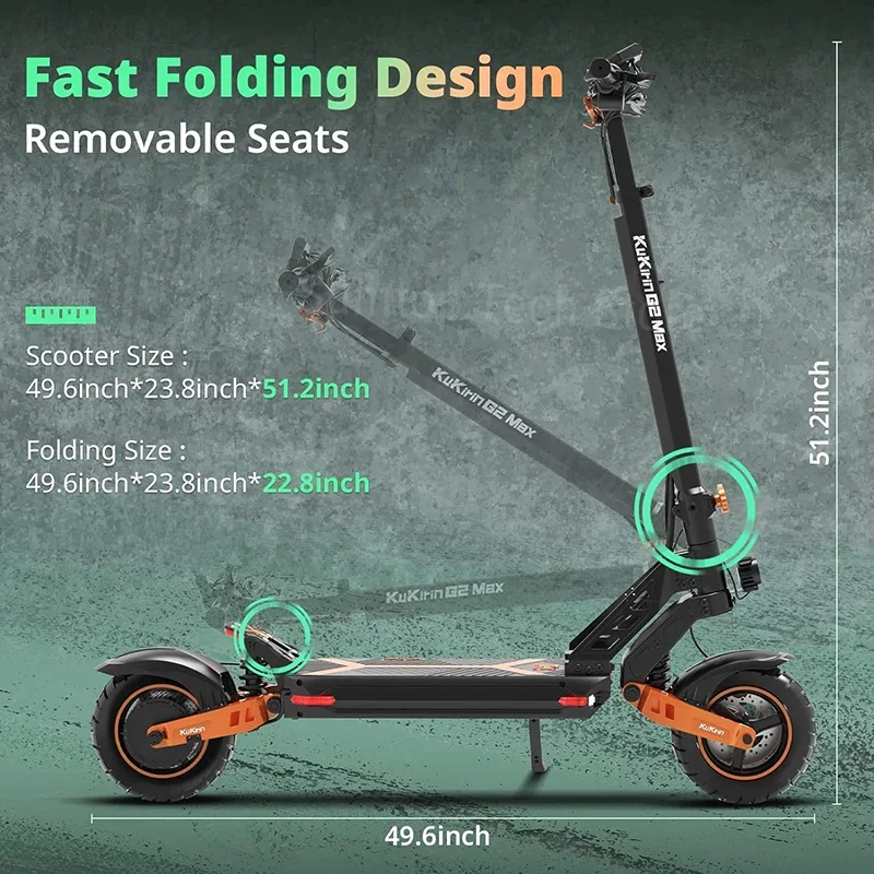 EU Stock Original KuKirin G2 Max Electric Scooter 1000W Motor 48V 20Ah Battery 55KM/H Max Speed 80Km Mileage Folding Kickscooter