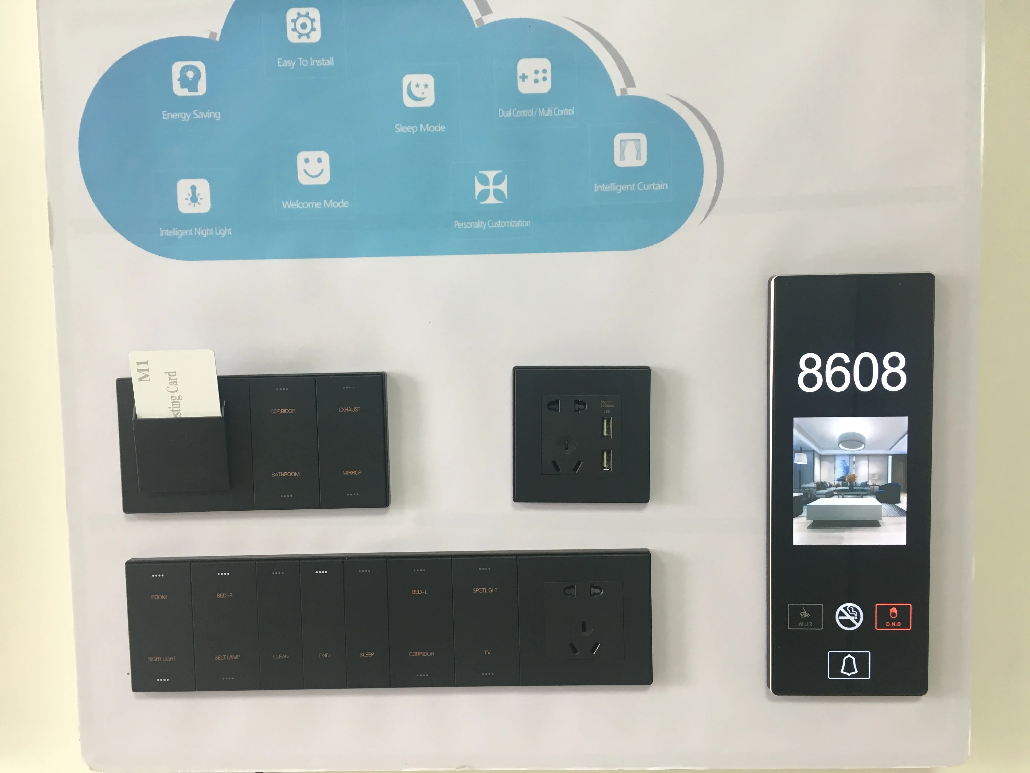 Hotel doorplate switch Hotel guest room control system RS485 220V smart switch