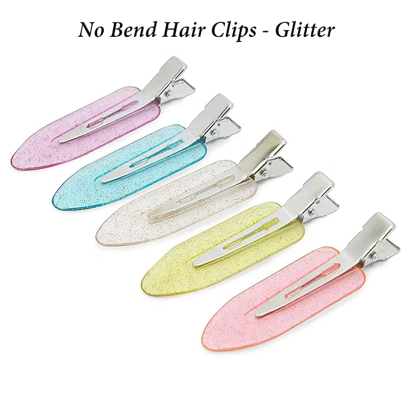 No Bend Glitter Hair Clips Flat Styling Clip No Crease Bang Seamless Hairdressing Barrettes for Make up No Bend Hair pins