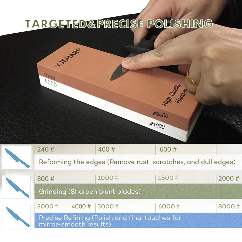 1000/6000 grit four-piece whetstone set Oil stone double sided with correction stone anti-skid bamboo base and angle guide