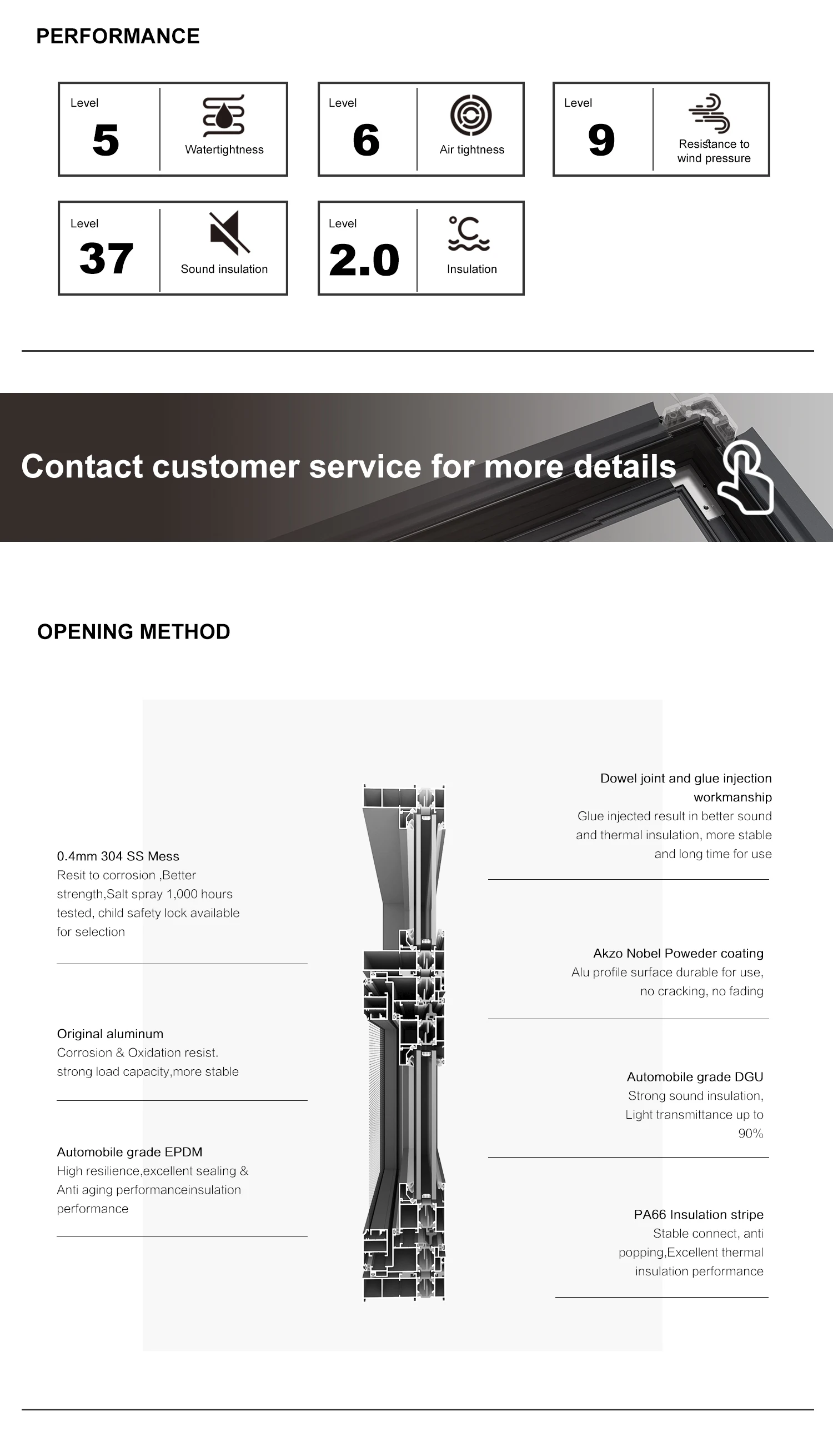 SUNGYE NFRC Custom Swing Casement Window Thermal Break Triple Double Glazed Aluminum Windows With Screen