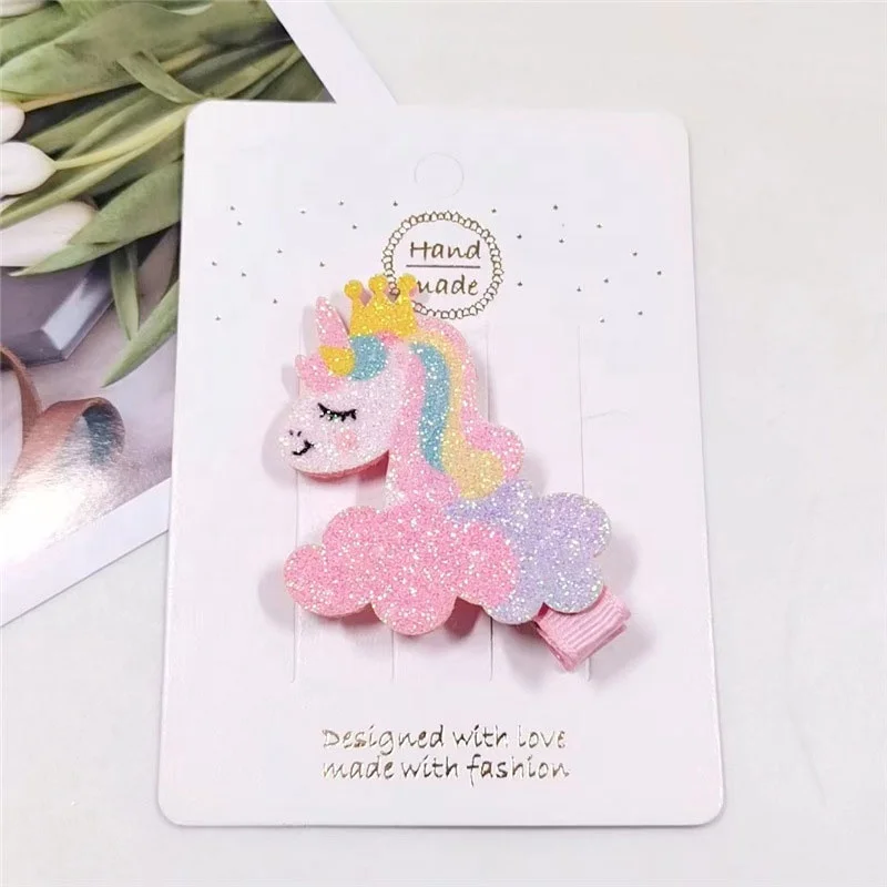 IFOND Fashion Exquisite Bling Sequin Cartoon Animal Pattern Hairpins Rainbow Star Glitter Butterfly Hair Clip For Girls