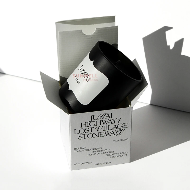 Custom Logo Recyclable 350Gsm Paper White Gift Packaging Tuck End Box Candle Jar With Lid And Box