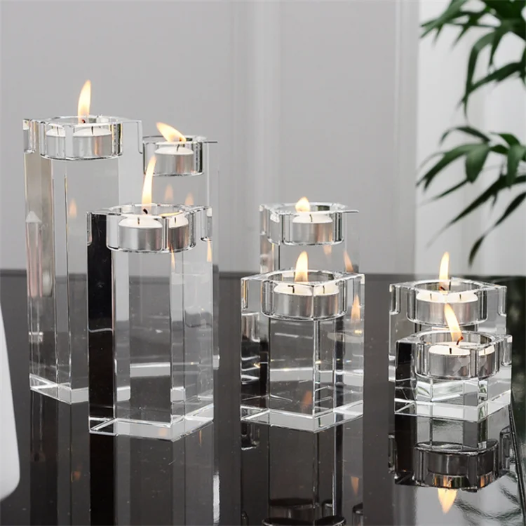 European and American simple light luxury style wedding home decoration crystal candlestick solid transparent candlestick