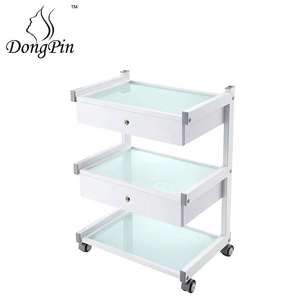 beauty salon equipment glass shelf facial salon trolley wholesale USA free shipping