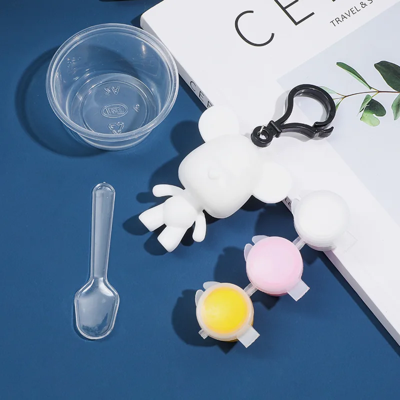 T219 New Product DIY fluid bear keychain material package for children handmade painted toy