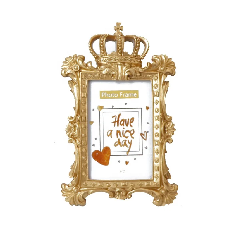 Customized Golden Antique Baroque Style Picture Frame For Home Decoration Resin Photo Frame