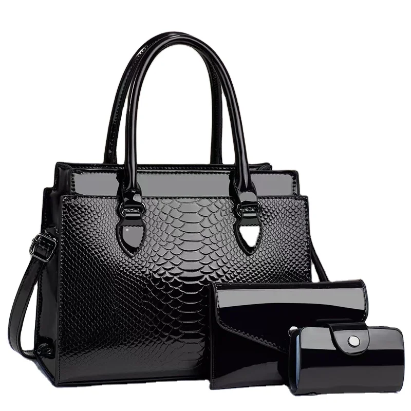 New Three Piece Set Versatile Fashion Retro Crocodile Pattern Simple And Elegant Temperament Bags Women Handbags Lady
